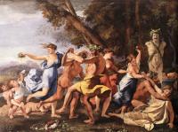 Poussin, Nicolas - Bacchanal before statue